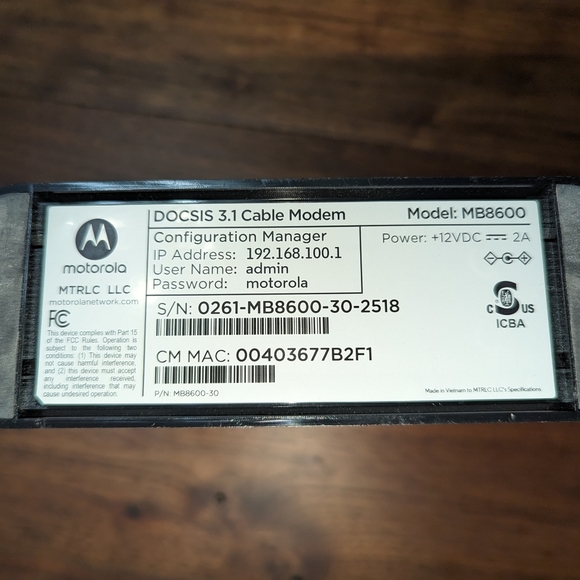 Motorola Mb8600 Docsis 3.1 Cable Modem - Picture 4 of 4
